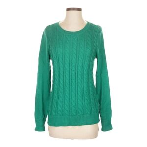 Talbot's Green Cable Knit Sweater, 3-button Shoulder, Cotton Blend Size S